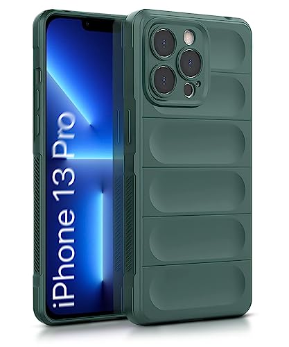 Image of WOW IMAGINE Ultimate Silicon Back Cover Case for Apple iPhone 13 Pro | Military Grade Drop Protection Shockproof Bumper | Anti-Slip Grip | Scratch Proof Micro-Fibre Cloth Inside (Forest Green)