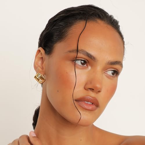 Wind Gold Statement Earrings – 18K Gold-Plated Sculptural Post and Back Earrings – Lightweight– Modern Abstract Design – Statement Jewelry by Heaven Mayhem4