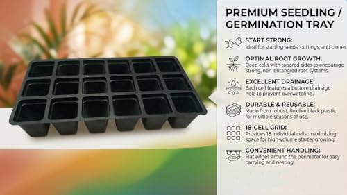 Image of Bio Blooms Agro India Pvt Ltd | Seedling Tray, Plastic Germination Tray for Seed Starting (18 Cavity, 5, Count)