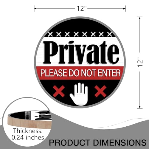Image of Deroro Private Please Do Not Enter Front Door Sign, Black Wood Door Hanger Outdoor Outside Porch Yard Decor, Wooden Wreath Indoor Home Office Business Wall Hanging Decoration