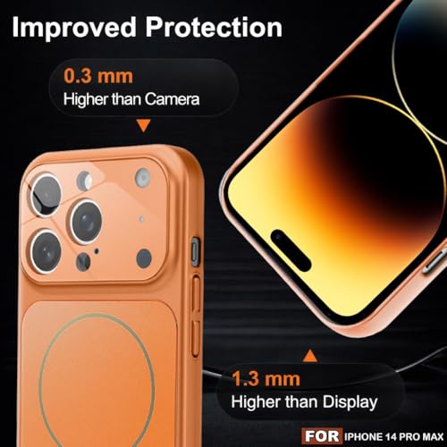 Image of SHINESTAR Premium Luxury Case Compatible with iPhone 14 Pro Max | Protective Back Cover with Camera Lens Safety | Wireless Charging Support | Slim Fit Durable Design | Enhanced Grip Protection Orange