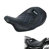 TCT-MOTORPARTS Low-Profile Driver Seat Front Solo Seat Fits for Harley Electra Street Road Glide CVO Road King 2009-2023 Blue Stitching