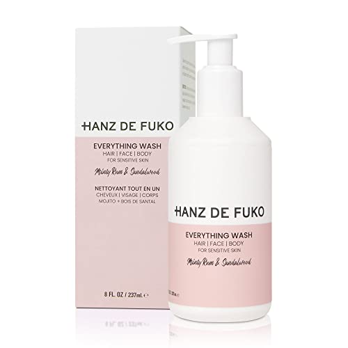 Hanz de Fuko Everything Wash for Hair, Face & Body – All-in-One Soap & Shampoo for Men, Women & Kids, Safe for Sensitive Skin – Minty Rum & Sandalwood, 8 oz. Bottle