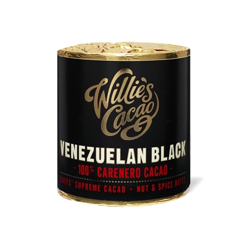 Willies Cacao - 100% Cacao - Venezuelan Black 100% Carenero Cacao - 180g- Nutty Spicy Notes - For Cooking Baking Drinks - Vegan & No Added Sugar