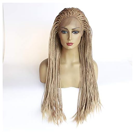 WUX Långa twist flätade peruker, Lace Front-peruk syntetiskt hår för kvinnor Cosplay Anime kostym Halloween Party peruk 35–66 cm guld (storlek: 35 cm)