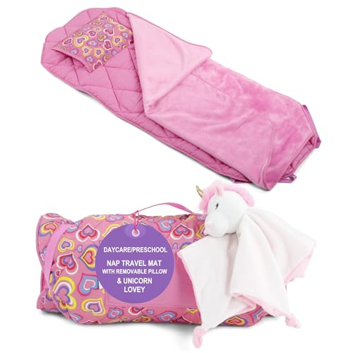 Image of Emily Rose Pink Toddler Nap Mat Set with Warm Blanket