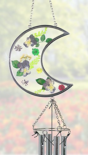 I Love You To The Moon And Back Windchime With Real Pressed Flowers - Wife, Lover, Mom, Grandma #TOP5