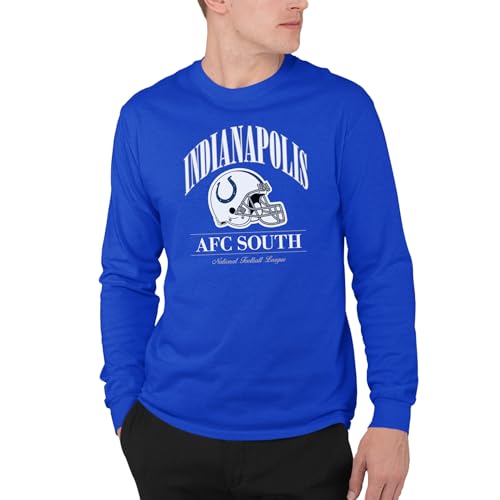 Junk Food NFL - Indianapolis Colts - NFL Prep - Officially Licensed Adult Long Sleeve Fan Tee for Men and Women Royal Blue