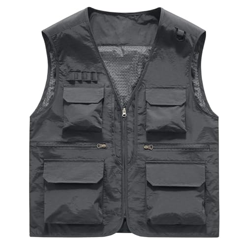 Men's Casual Outdoor Sleeveless Tank Top for Travel Hiking Gym Everyday Wear Stylish Design Ideal for All (Grey, L)