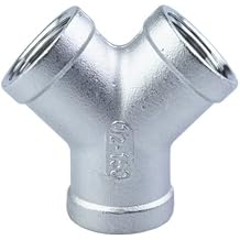 SAHUL 1pcs 304 Stainless Steel Y-Type 3-Way Fitting, Female 1/4" to 1-1/2" BSP1-1/4 inch