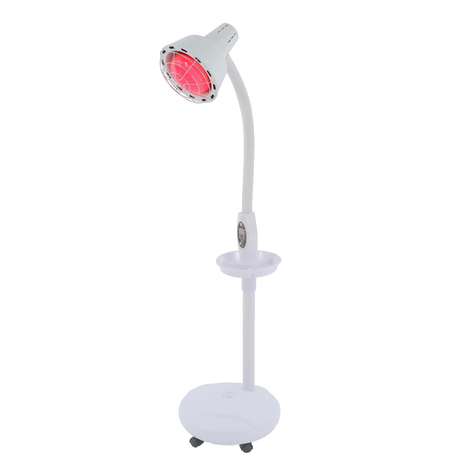Lampada infrarossi riscaldante 275W con piedistallo regolabile e orientabile 360°, luce rossa terapia per rilassamento muscolare, circolazione e benessere della pelle, rosso