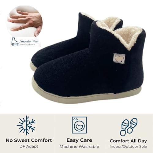Womens Bootie Slippers Fluffy Plush Memory Foam Winter Booty Slippers Warm Soft Comfort Ankle Boots House Shoes Indoor Outdoor Shoe with Plush Fur Lining4