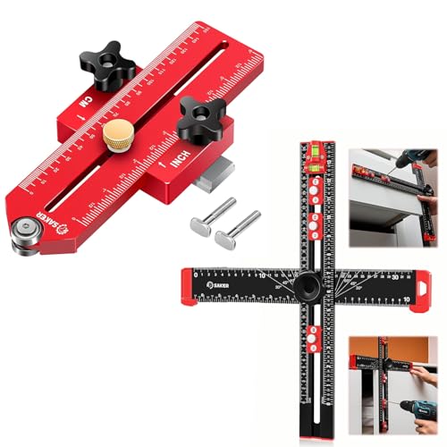 Saker 4-in-1 Drilling Positioning Ruler and Saker Thin Rip Jig Table Saw Jig Guide