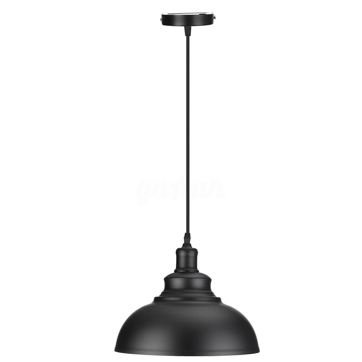 LEDSone Industrial Vintage Retro Style Ceiling Hanging Pendant Light Chandelier with Various Colour Curvy Dome Lamp Shades E27 UK Holder (Black)