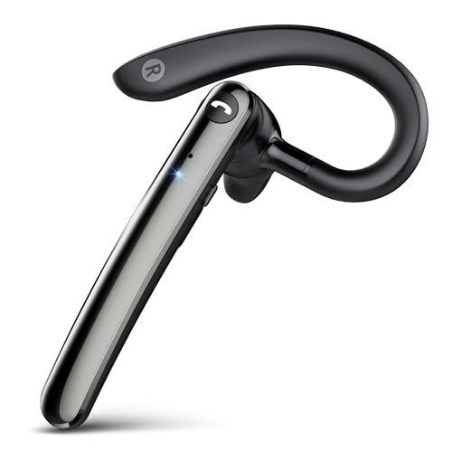 Bluetooth Headset, Wireless Bluetooth 5.4 Earpiece with 10Hrs Hands Free Talk Time, Single-Ear Headset with Noise Canceling Mic, Dual Pairing Headphones for Business/Office/Driving/Trucker/Android/iOS