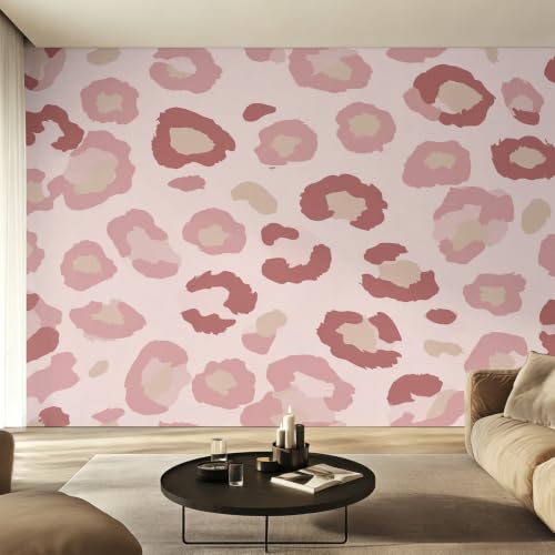 Papier peint panoramique léopard rose intissé salon moderne léopard déco murale 400x280 - 4