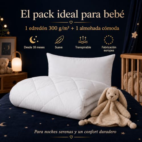 Miniatura 4 de Sohygge - Juego De Edredón Infantil 100x135 Cm Con Almohada 35x55 Cm Para Cuna 70x140 Ultra Suave, Relleno Nórdico 4 Estaciones, Lavable 60 C, Oeko-Tex