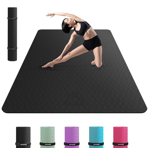 HAPBEAR ヨガマット 特大 幅広 トレーニングマット 厚め 6mm ピラティスマット 両面滑り止め 防音マット TPE素材 軽量 フィットネスマット スポーツマット エクササイズ 収納バッグ付き