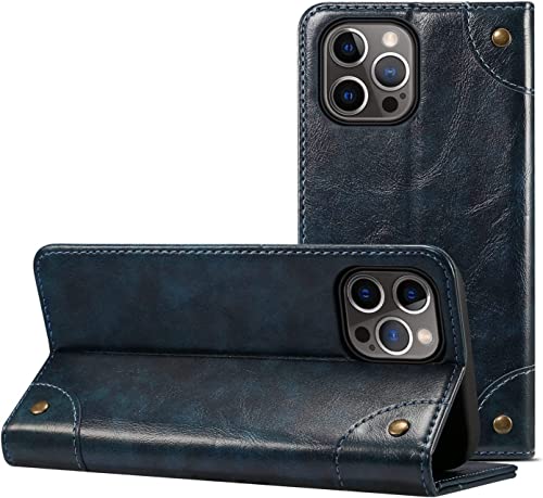 Funda protectora iPhone 14 Pro azul con tarjetero y cierre magnético 4