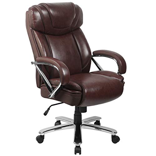 Flash Furniture Hercules Series High-Back Swivel LeatherSoft Office Chair, Ergonomic Executive Chair with Headrest and Adjustable Height, Brown