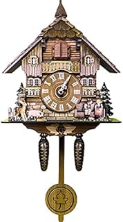 yxx Wood Cuckoo Clock Hanging Bird Clock Hand Connection Traditional Black Forest House Wooden Cuckoo Clock Bedroom Living Room Wall Decoration Retro Vintage