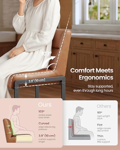 Image of VASAGLE Bar Stools Set of 2, Counter Height Chairs with Backs, 26.4-Inch | Transitional Barstools, Synthetic Leather with Stitching, Caramel Brown and Ink Black, EKHO Collection ULBC116KN01S