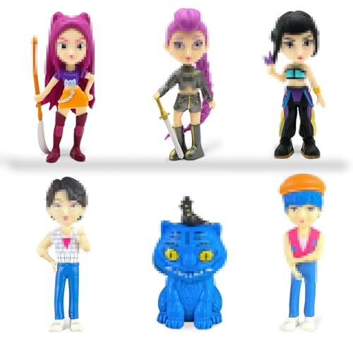 JIASHA Huntrix K-P0P Figurine, 6 Piezas Muñecas K-P0p Dem0n Hun-ters, Estatua de Mercancía de Anime, Figura de PVC, Mini Juguetes de Decoración para Regalo Original a Niños y Fans