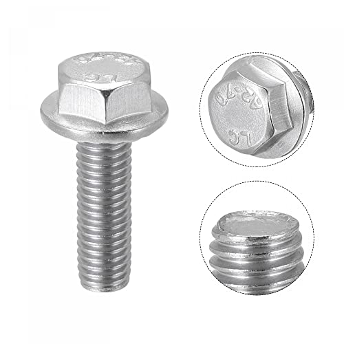 Image of uxcell M8x30mm Hex Serrated Flange Bolts Screws Metric Thread 304 Stainless Steel 10pcs