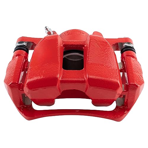 Image of TRQ Front Right Brake Caliper w /Bracket Performance Red Passenger Side | For 2013-2022 Honda Accord 2016-2022 HR-V