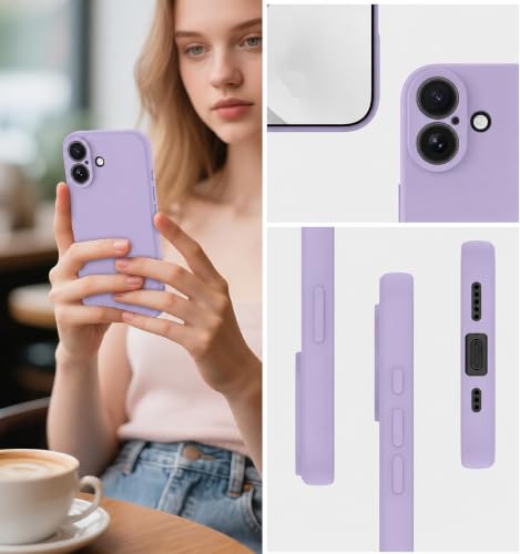 Image of DIZORO Square Microfiber Candy Case Compatible for iPhone 17 Shockproof Slim Back Cover Liquid Silicone Case - Lilac