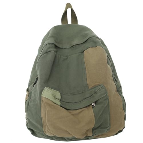 Mochila de lona, mochila vintage de patchwork, mochila estética de grande capacidade para viagens, escola, mochila