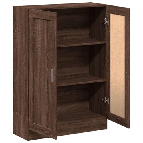 Estantería de roble marrón con acabado robusto de madera diseñada para el salón 6