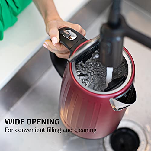 OVENTE Electric Kettle, 1.7L Stainless Steel Fast Boiling Water Heater with 1750W Power, BPA Free & Cordless Body, Auto Shut-Off, Boil-Dry Protection, Indicator Light & Removable Filter, Maroon KS711M - Image 6