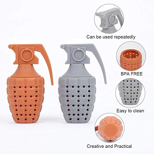 Loose Leaf Tea Infuser, Silicone Tea Strainer, Special Grenade Shaped Tea Filter For Brewing Loose Leaf Tea Or Coffee Dishwasher Safe Cute Tea Infuser Gift Set(Grey) #TOP3