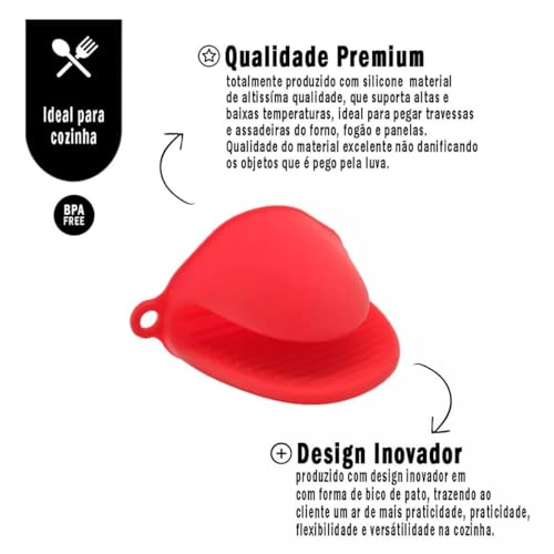 Kit com 2 Luvas Térmicas de Silicone em Formato de Bico de Pato – Proteção e Estilo para Manuseio de