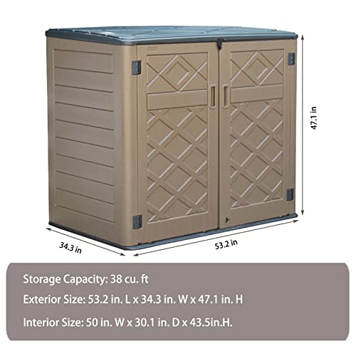 Diyokai Thickened Resin Storage Shed Weather Resistance, 38 Cubic Feet Outdoor Storage Cabinet Lockable, Perfect For Backyard, Patio, Garden, Home, Pool #TOP1