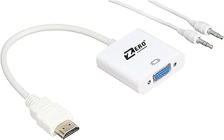 كابل اتش دي ام اي الى في جي ايه مع كابل صوت ايه يو اكس من زيرو - ابيض