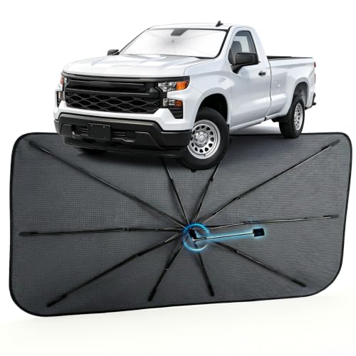Image of Windshield Sun Shade for Chevrolet Silverado 1500 2019-2026, Exact Fit | Car Shades Sun Visor Keep Car Cool and Protects Interior