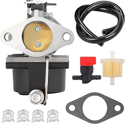 ZAMDOE Kit de carburador para Tecumseh 640065A 640065 OV358EA OVH135 OHV110 OHV115 OHV120 OHV125 OHV130 50-654 13-15HP cortacésped de Motor, con línea de Combustible de Junta