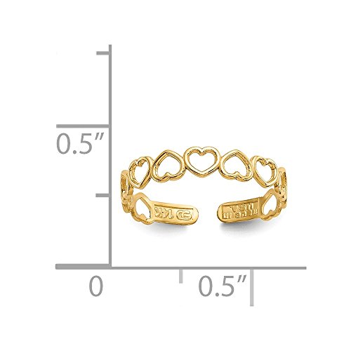 14K Yellow Gold Open Hearts Toe Ring #TOP4