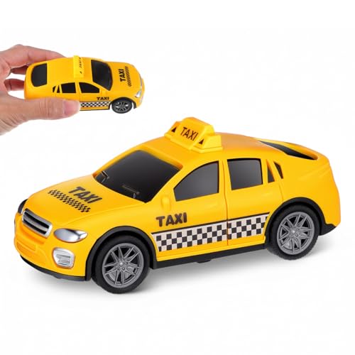 Toddmomy Miniature Pull Back Car Plastic Inertial Taxi Model Kids