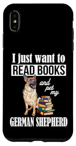 Mens Womens Kids Cute Read Books Dog Lover German Shepherd �X�}�z�P�[�X iPhone XS Max �p
