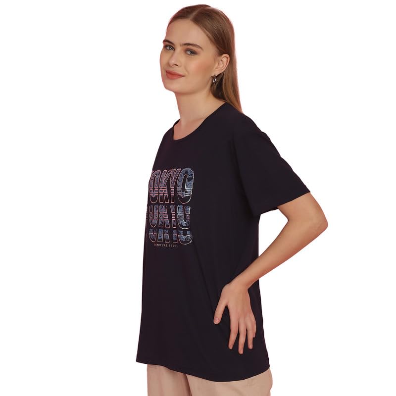Image of Round Neck Cotton Printed Women Regular Fit Tshirt-P1950