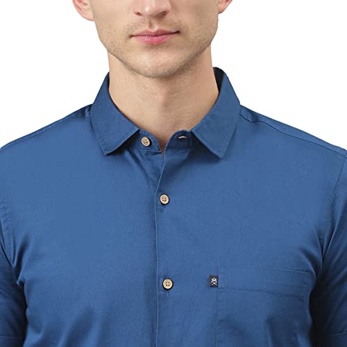 Image of Thomas Scott Men's Premium Slim Fit Casual Shirt | 100% Cotton Twill | Short Sleeves | Spread Collar | Solid Smart Casual Shirt for Men