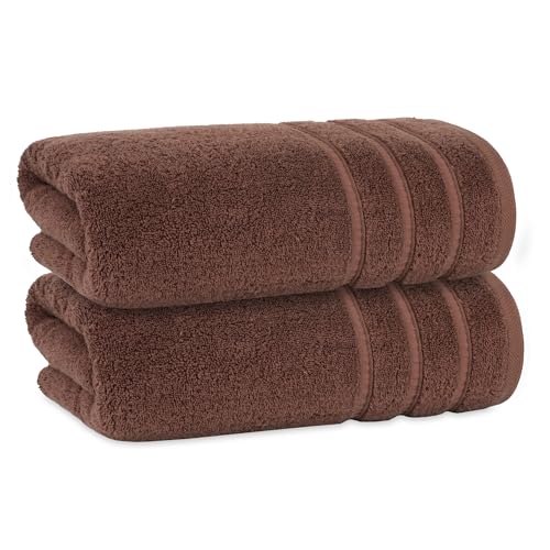 Perefly Large Bath Towels (70 X 140 CM) - Extra Large Hotel Quality Towels - Soft & Absorbent Cotton - Quick Dry Towel 2 Pack (Brown)