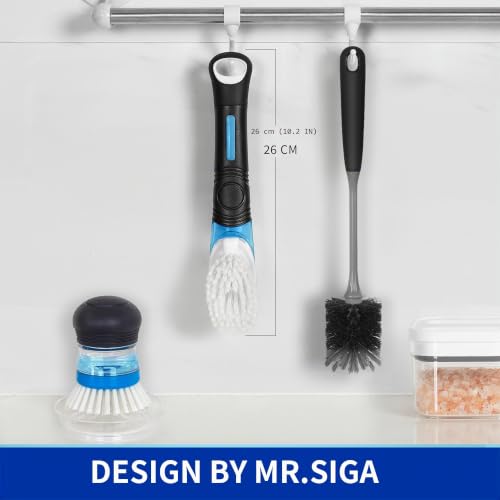 Miniatura 6 de Mr.Siga Cepillo Dispensador De Jabón, Cepillo De Cocina Para La Limpieza De Ollas Y Fregaderos, Negro