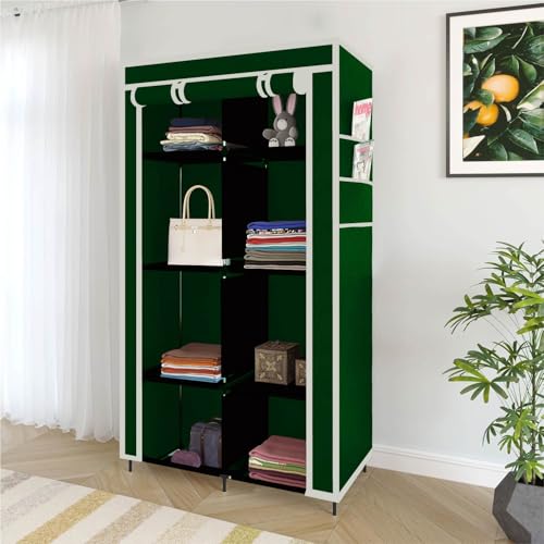 Image of Collapsible Wardrobe Closet for Clothes Almira, 8 Shelves, 1 Side Pocket (Non-Woven Fabric, 76x38x145cm) (7700-2)