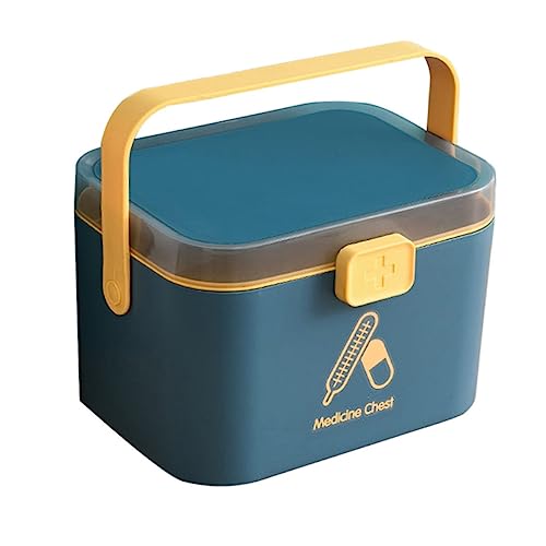FRCOLOR 箱 トイレタリー容器 オフィス用 医療キット ミニピルケース 屋外収納ビン 緊急用品 家庭 キャビネット ケース 家庭用医療キット 品保管庫 pp Blue