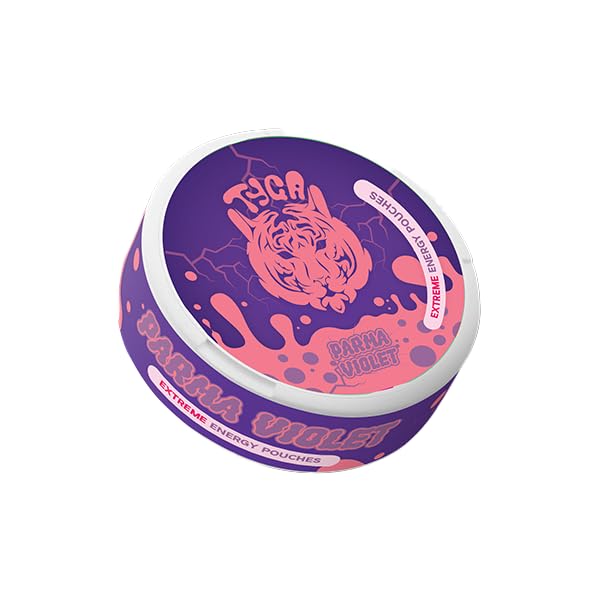 Tyga Extreme Energy Snus Pouches, Tobacco-Free, 20 Caffeine Boost Pouches - Parma Violet