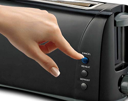 HAEGER Dark Sun - Tostadora Multifunción con 1000W - Ranura Extra Larga, Control de Tostado - 6 Posiciones, 3 Funciones: recalentar, descongelar y cancelar, Impulso Extra para pequeñas rebanadas - imagen 7